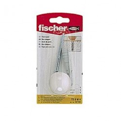 Blister arrêt de porte + fixation blanc Fischer