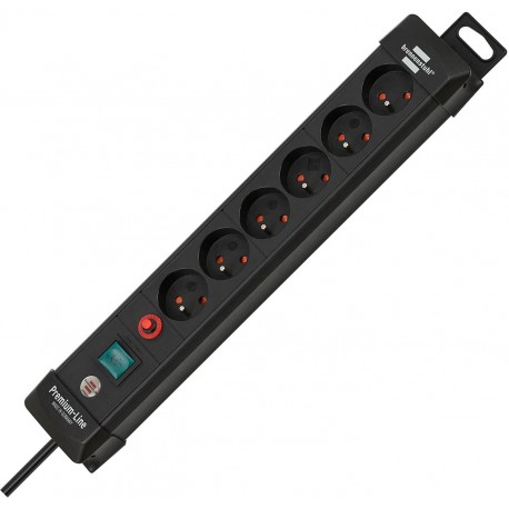 Bloc multiprises 6P+Int. Premium Noir