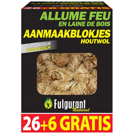 FULGURANT allume-feu laine de bois 32pcs