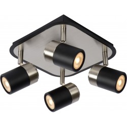 LENNERT Plafonnier 4 spots LED noir/acier brossé