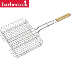 Grille barbecue Rectangle 43cm, double, grille de cuisson en métal inox