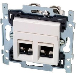 Prise reseau RJ45 Cat5E UTP blanche 9 contacts avec plaque AE52011-P