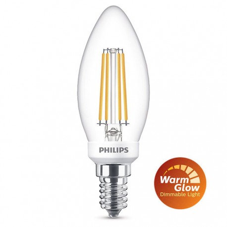 Ampoule Flamme LED PHILIPS Claire E14 ~40W WarmGlow
