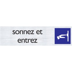 Pictogramme alu "sonnez et entrez" 165x44mm