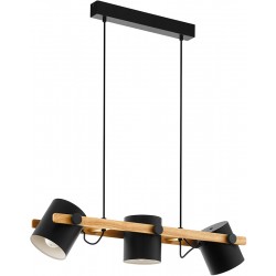 HORNWOOD Suspension 3 lampes bois/noir