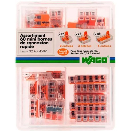 Assortiment 60 connecteurs à leviers WAGO