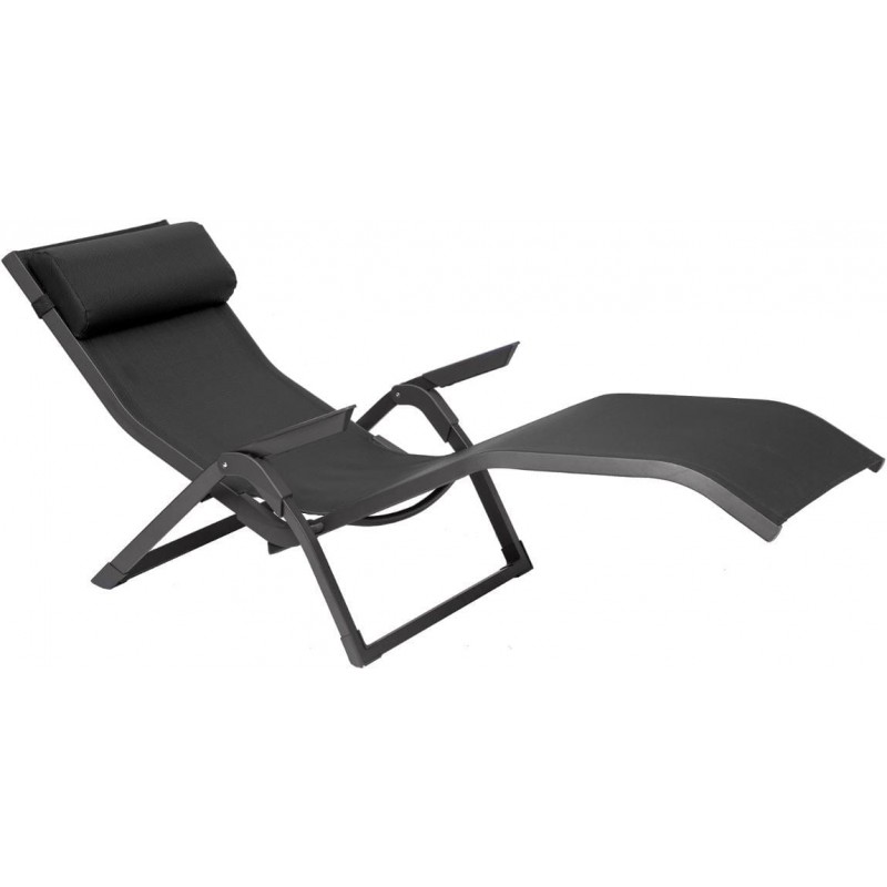 Chaise longue alu MARBELLA toile grise