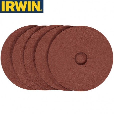 5 disques abrasifs pour meuleuse grain 100 IRWIN Ø115mm