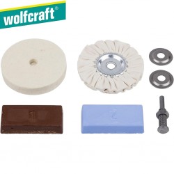 Kit de polissage 2 roues pour bois/métal/plastique WOLFCRAFT