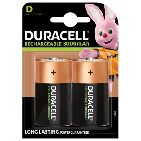 DURACELL 2 piles rechargeables 3000NIMH HR20 D