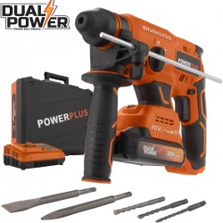 DUAL POWER marteau perforateur 20V 3J en coffret - avec batterie