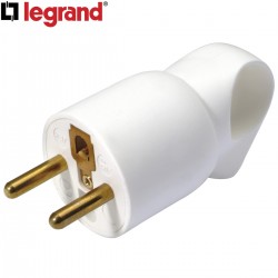 LEGRAND Fiche ronde mâle +anneau 2P+T 2,5A blanc