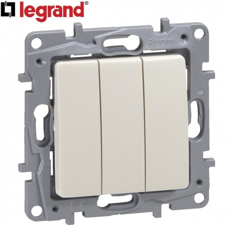 Interrupteur triple LEGRAND Niloe crème