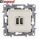 Prise chargeur double USB LEGRAND Niloe crème