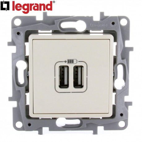 Prise chargeur double USB LEGRAND Niloe crème
