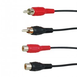 Câble audio 2 RCA mâles vers 2 RCA femelles 5 mètres rouge/noir PROFILE