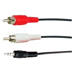 Câble audio mini jack 3,5mm vers 2 RCA mâles 5 mètres rouge/blanc PROFILE
