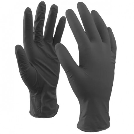 Boite de 100 gants latex à usage unique en nitrile noir