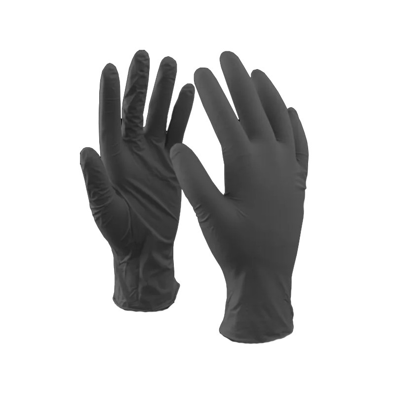 Boite de 100 gants latex à usage unique en nitrile noir