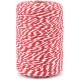 Ficelle coton bicolore rouge/blanc 100gr 100 mètres