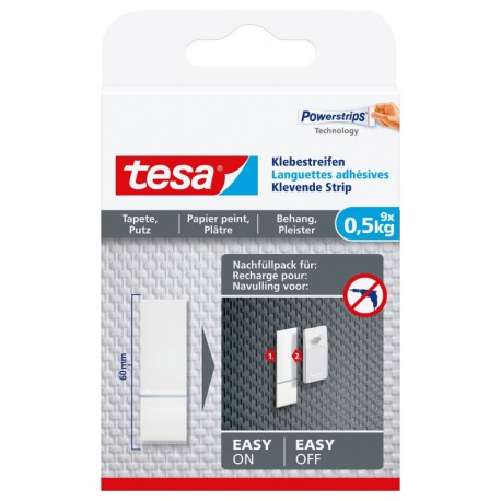 TESA 9 languettes adhésives 1 Kg pour surfaces délicates