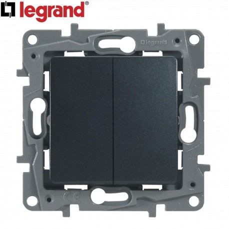 Interrupteur double va et vient LEGRAND Niloe anthracite