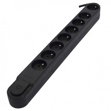 Bloc multiprises CHACON 8 prises noir avec interrupteur 5 m