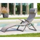 Chaise longue alu MARBELLA toile noisette