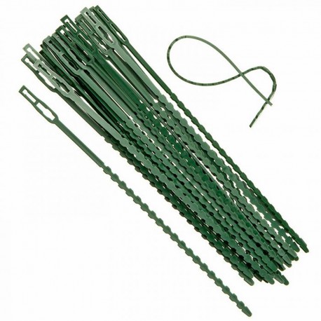 30 liens PVC vert réutilisables 23 cm