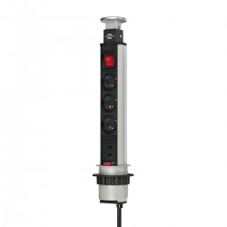 Bloc multiprises escamotable 3 prises + 2 USB