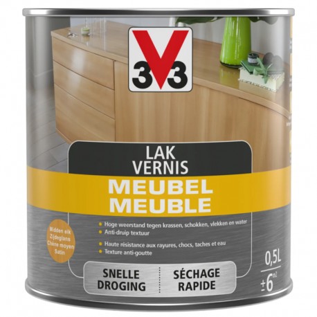V33 vernis meuble chêne moyen satin 0,5 L