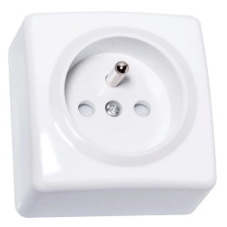 Prise avec terre apparent ECO blanc