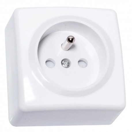 Prise avec terre apparent ECO blanc