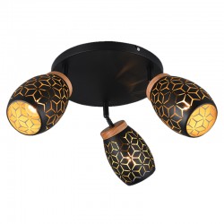 BIDAR plafonnier 3 spots orientables 27 cm noir