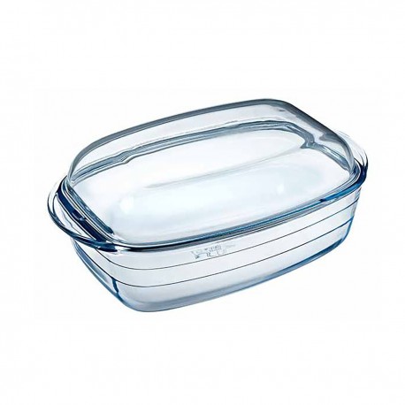 Plat à four en verre avec couvercle