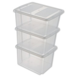 Set 3 Box NESTA transparents 32L